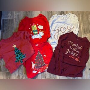 Girls holiday shirt lot.